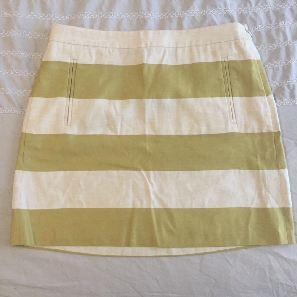 J.crew gold and cream linen mini skirt size 0